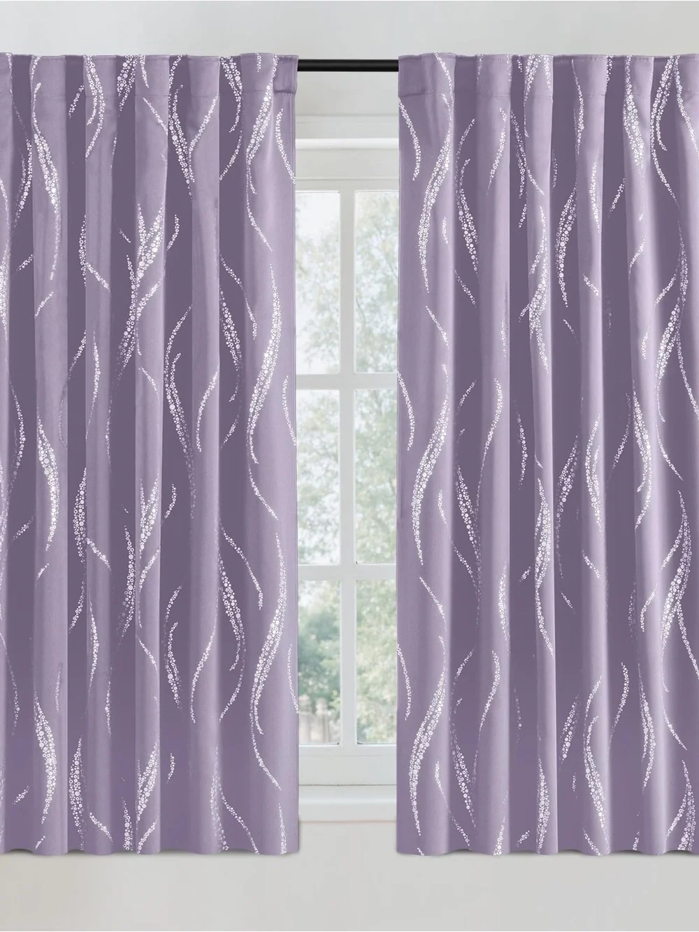 Yakamok Lilac Light Blocking Curtains For Livingroom Foil Print W52 X L63